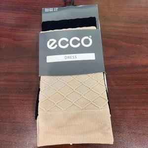 ECCO Dress Women's Non-binding Top Socks in Black & Beige Size 9 - 11. QTY:3